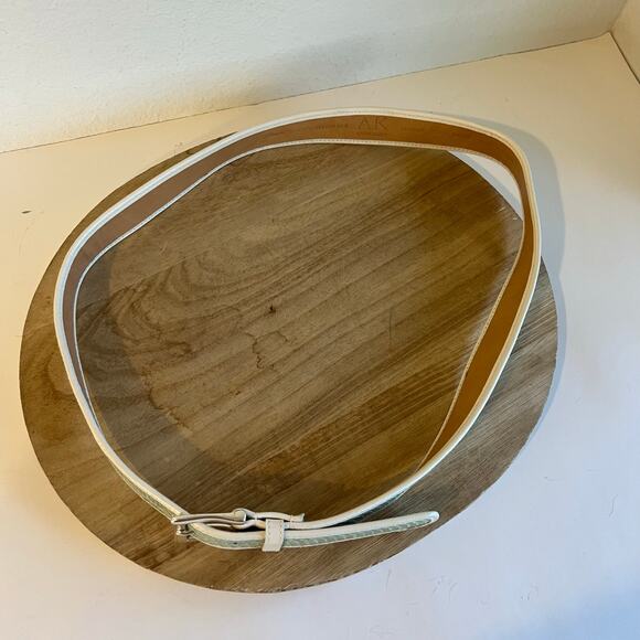 Anne Klein 90s Blue Snake Skin Genuine Leather Chunky Silver Buckle Belt Size XL - Picture 4 of 9